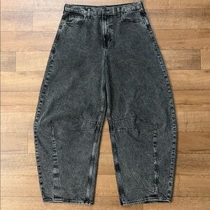 Gap Size 30 / 10 Tall Fast Horseshoe Black Jeans 100% Cotton Balloon Fashion Hot